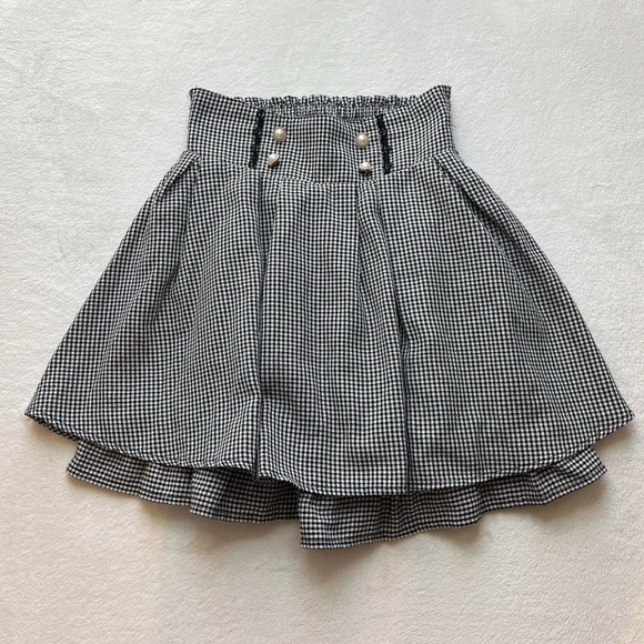 Classic Black and White Checkered Skirt - Picture 1 of 5